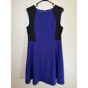 Nine West Shift Dress Fit and Flare Women 10 Blue Black Office Business